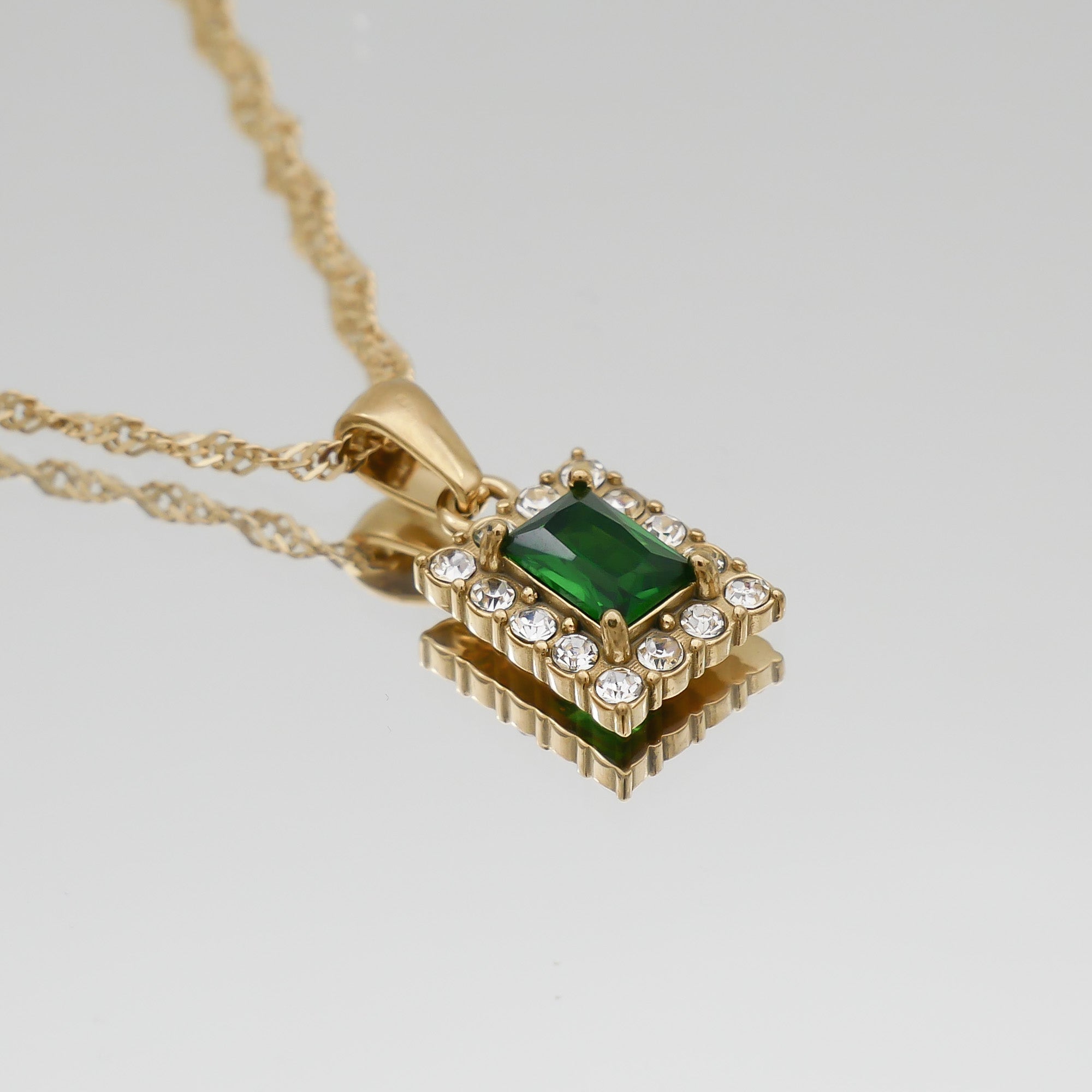 Emerald Gaia Gemstone Tablet Necklace by PRYA Personalised Jewellery UK