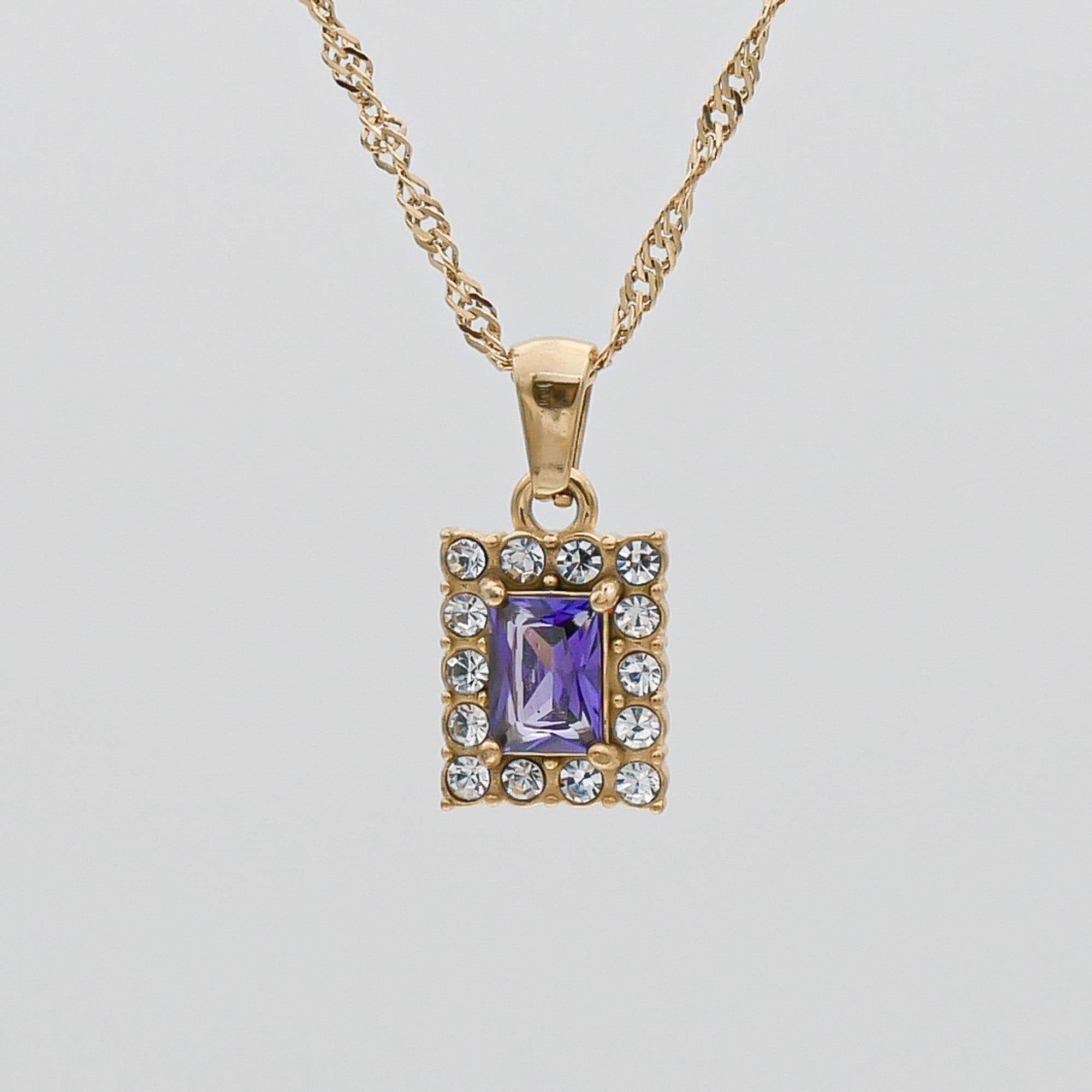 Purple Gaia Gemstone Tablet Necklace by PRYA Personalised Jewellery UK