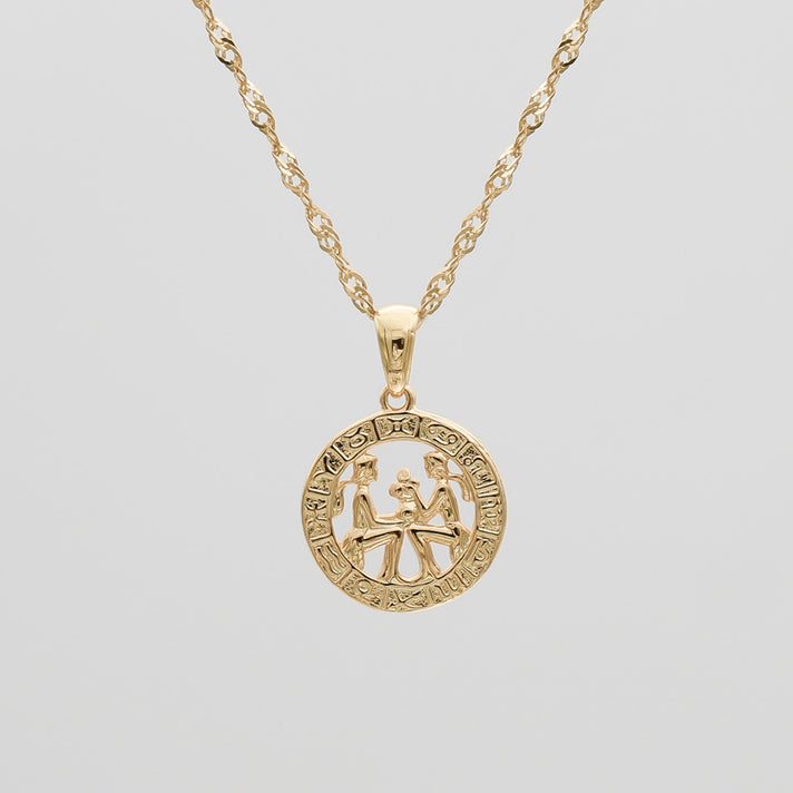 Gold Gemini Zodiac Pendant Necklace by PRYA