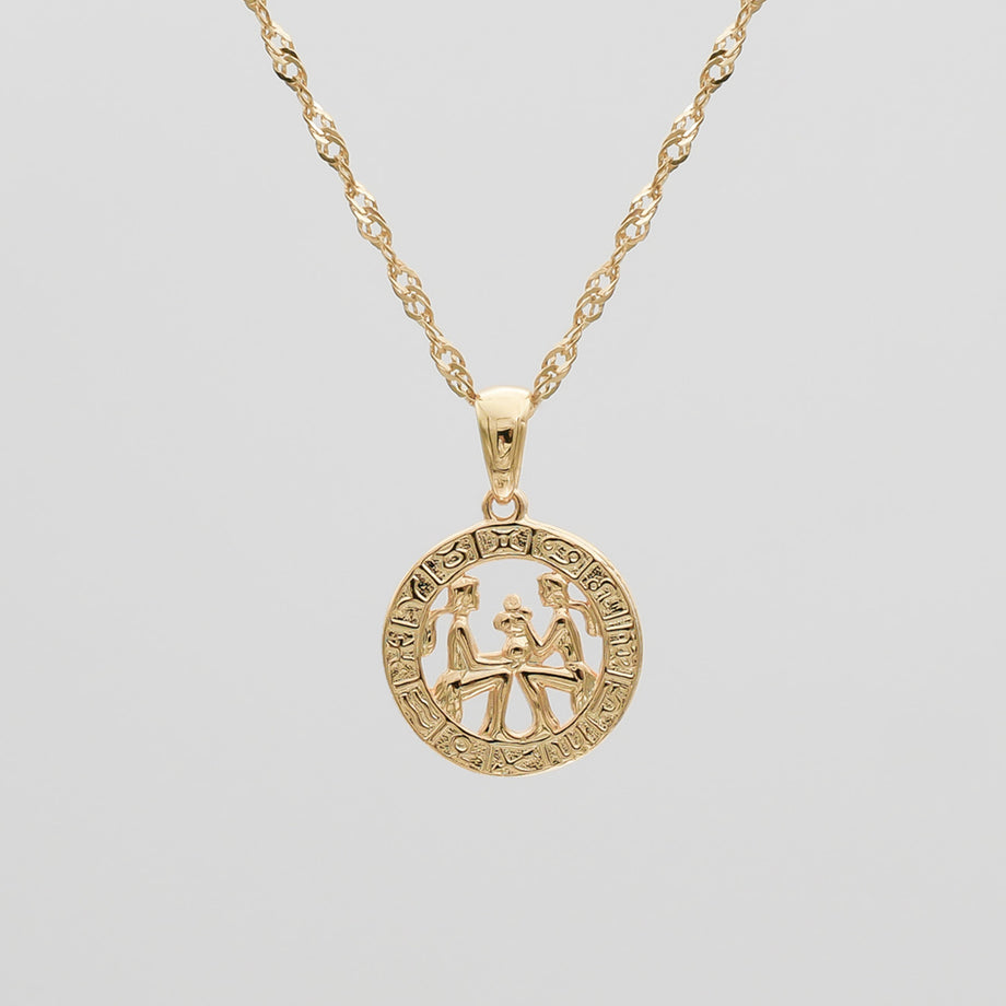 Gold Gemini Zodiac Pendant Necklace by PRYA