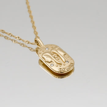 Gemini Zodiac Tarot Card Necklace 