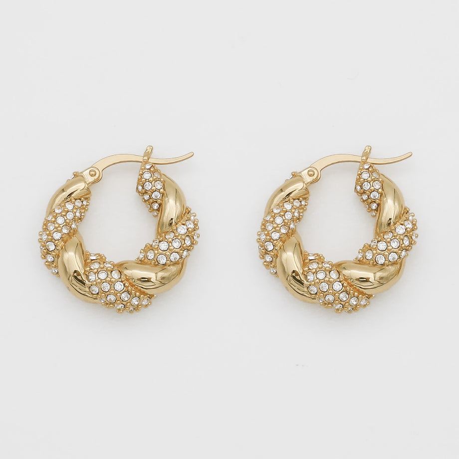 Gia Twisted Earring hoops by Prya in clear