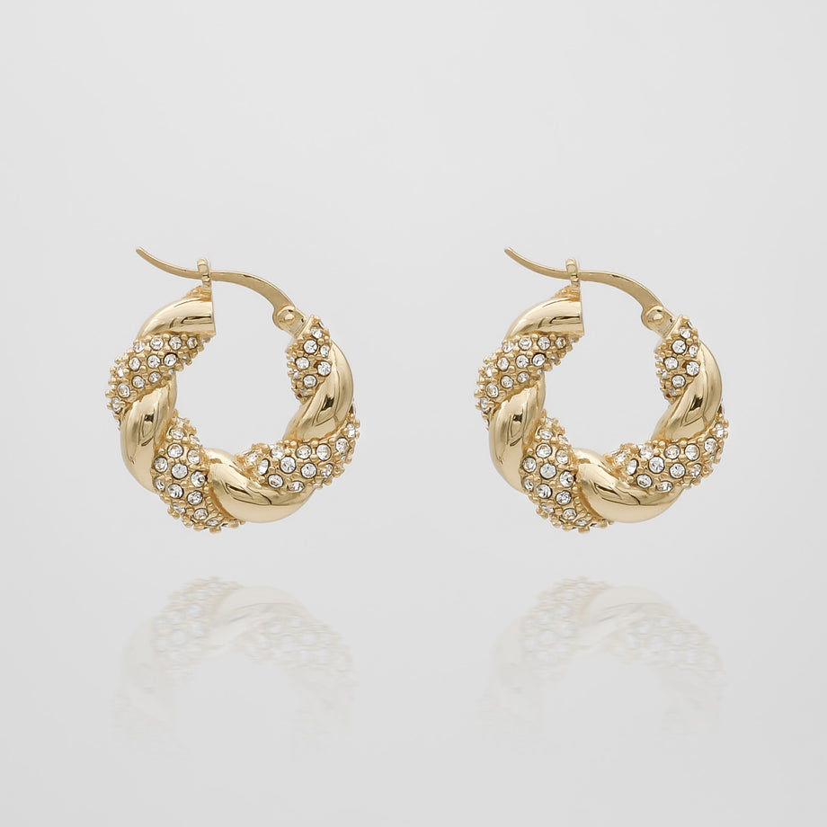 Gia Twisted Earring hoops by Prya in clear