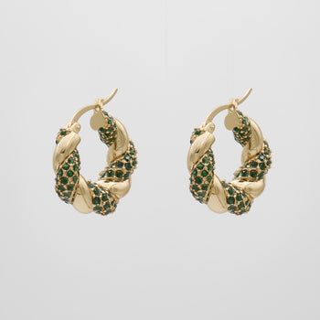 Gia Twisted Earring hoops by Prya in green