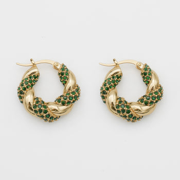 Gia Twisted Earring hoops by Prya in green