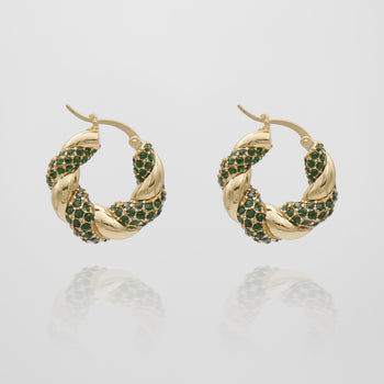 Gia Twisted Earring hoops by Prya in emerald green