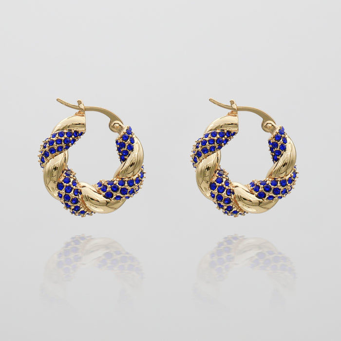 Gia Twisted Earring hoops by Prya in blue