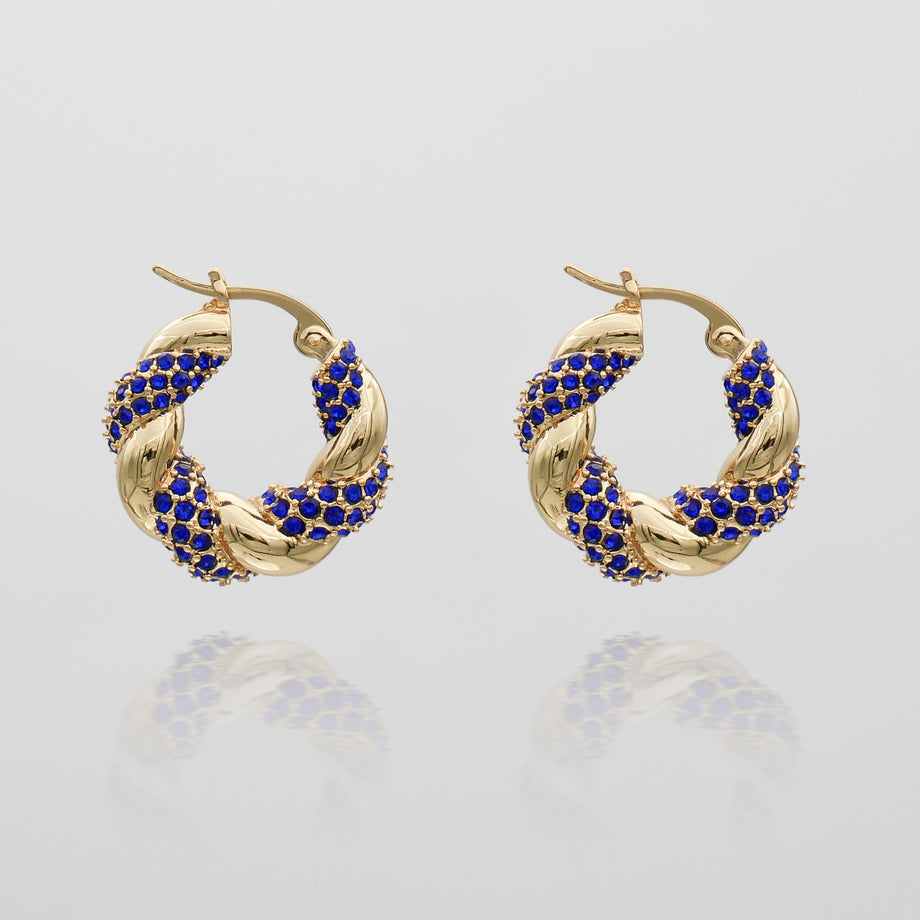 Gia Twisted Earring hoops by Prya in blue