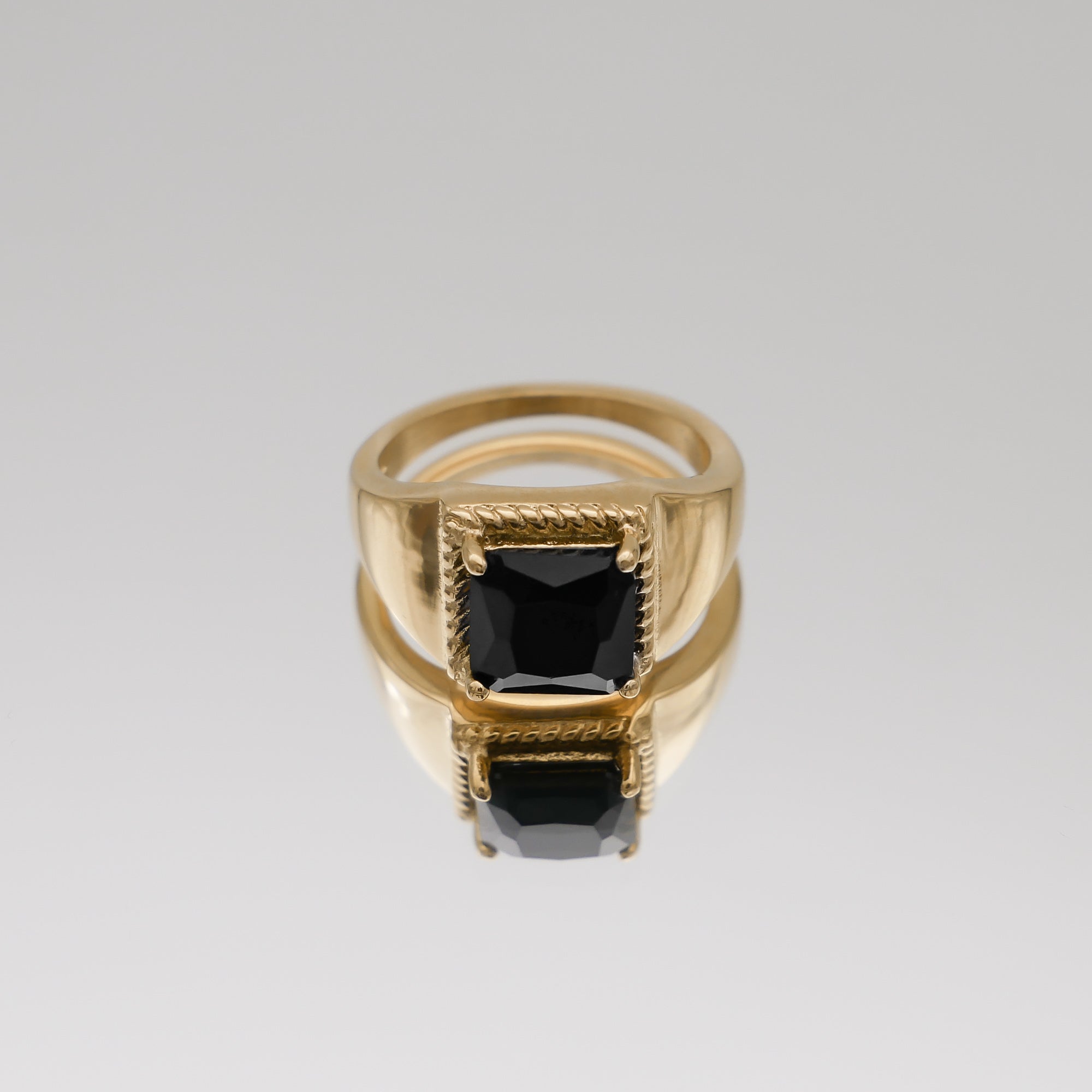 Hana Gemstone Signet Ring with onyx cubic zirconia