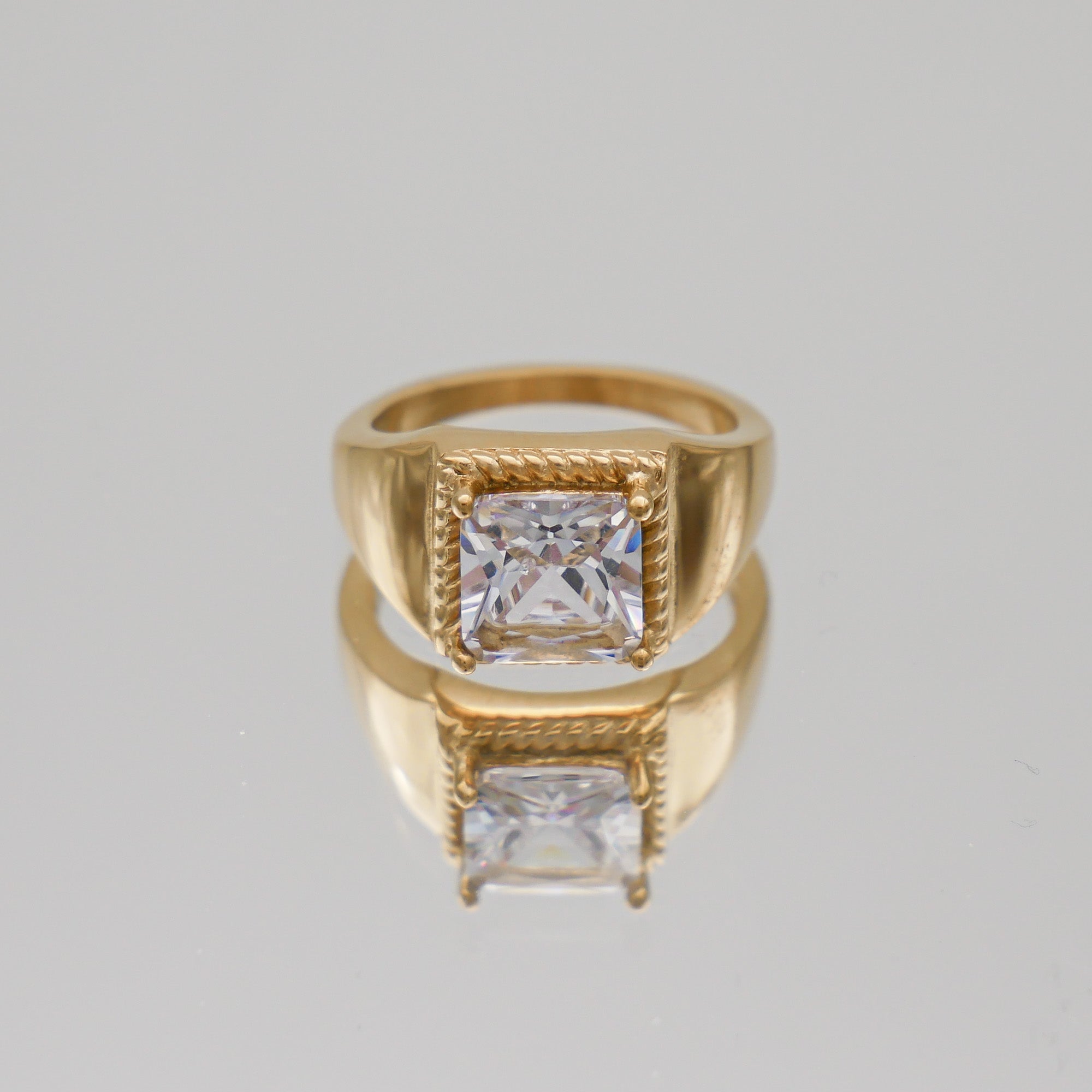 Hana Gemstone Signet Ring with crystal cubic zirconia
