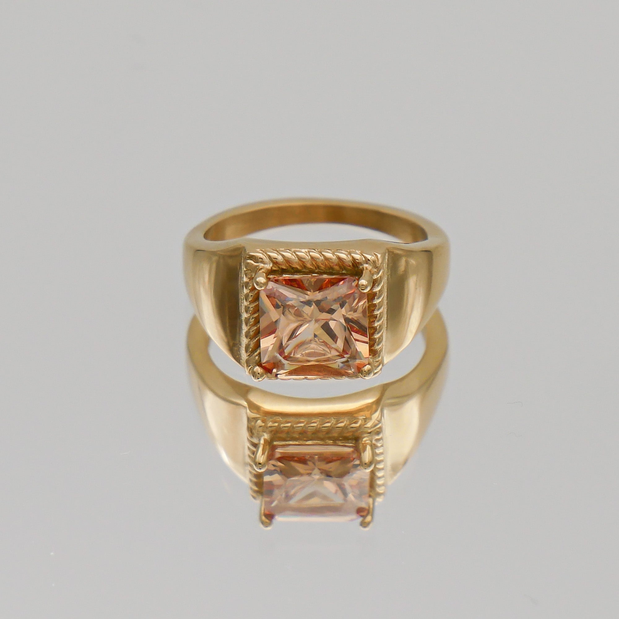 Hana Gemstone Signet Ring with yellow cubic zirconia