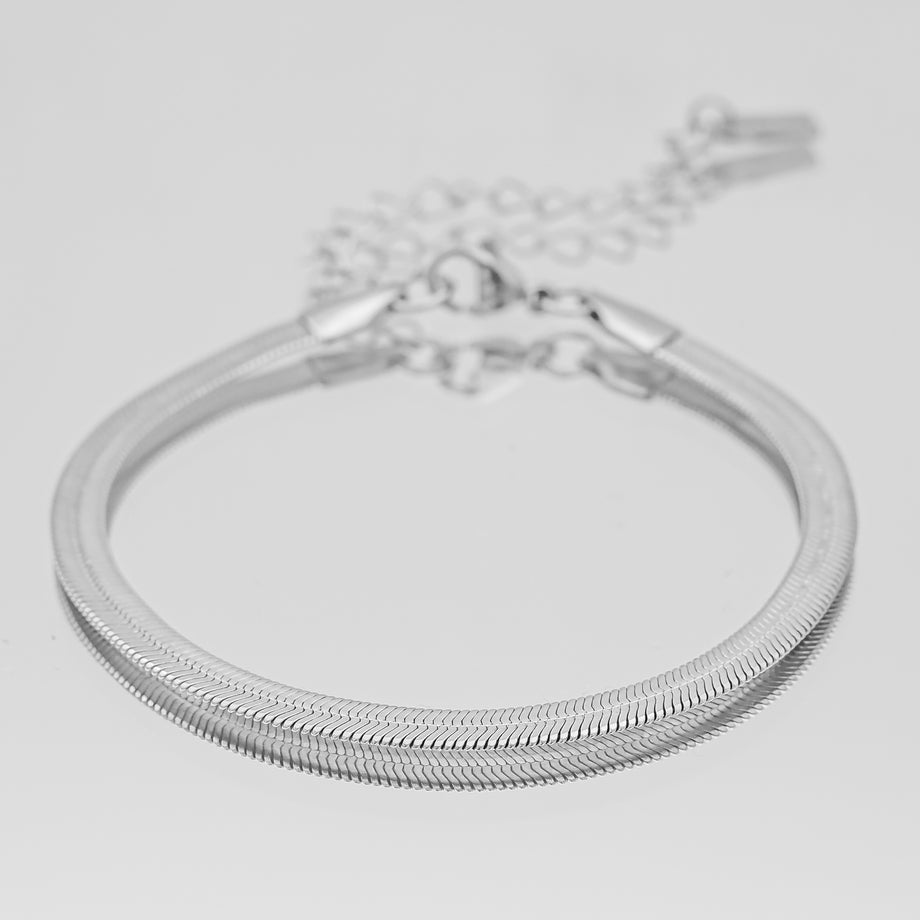 Womens Silver Herringbone Chain Anklet by PRYA