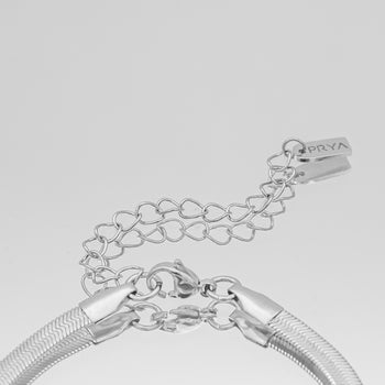 Womens Silver Herringbone Chain Anklet with Tag by PRYA