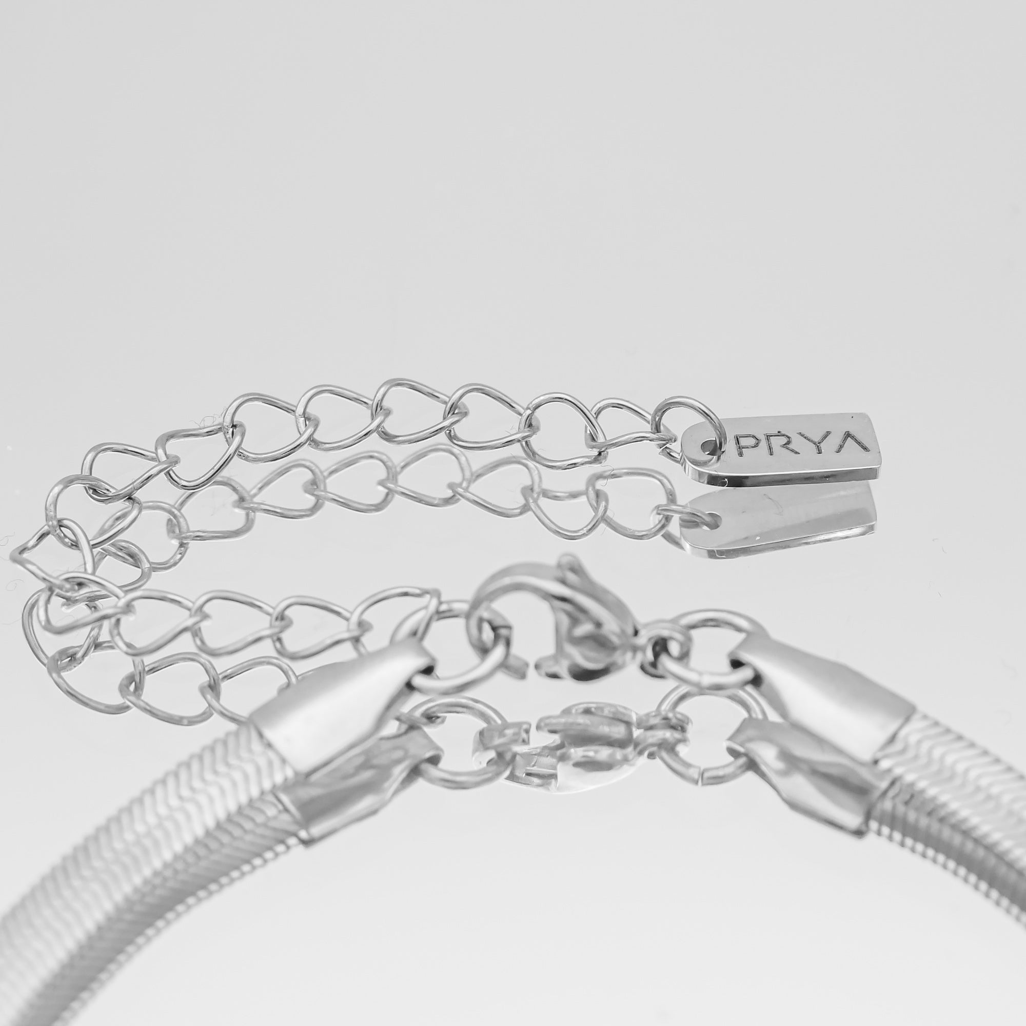Womens Silver Herringbone Chain Anklet by PRYA