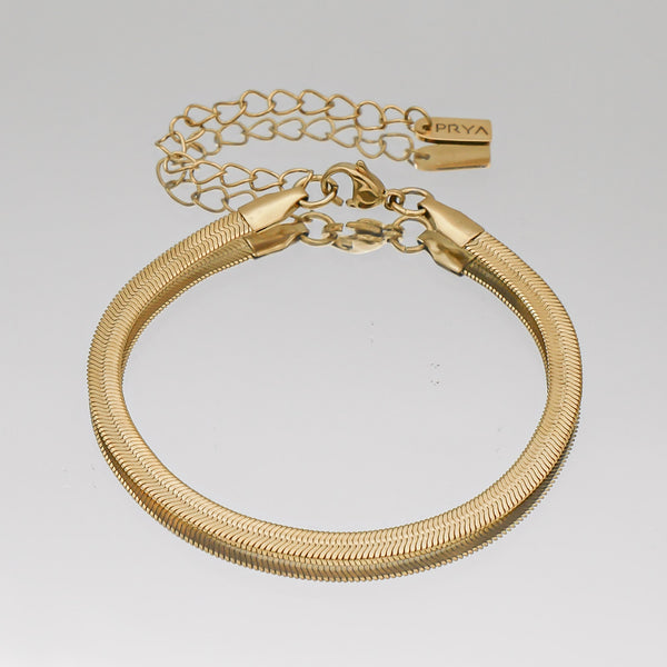 Womens Gold Herringbone Chain Anklet by PRYA