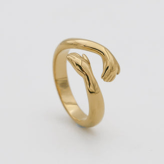 Gold Embracing Hug Ring by PRYA