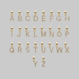 A-Z chart of the ICY Initial Necklace Cuban, available in Gold from Prya