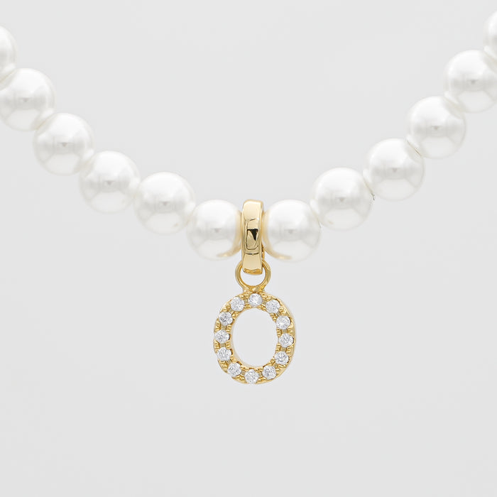 icy pearl initial necklace  letter 'o' in gold from prya 