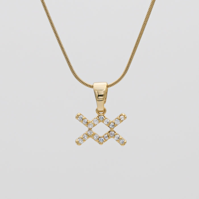 Gold ICY Zodiac Aquarius Symbol Pendant Necklace by PRYA
