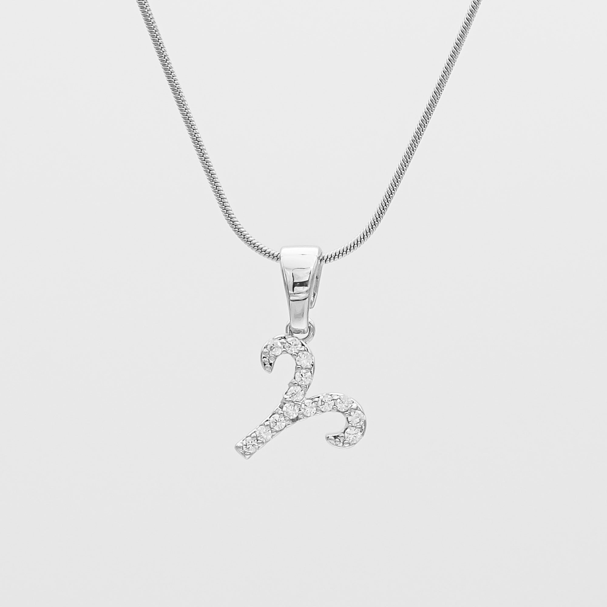Silver ICY Zodiac Aries Symbol Pendant Necklace by PRYA