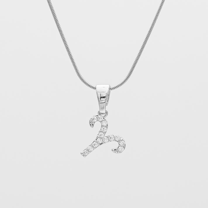 Silver ICY Zodiac Aries Symbol Pendant Necklace by PRYA