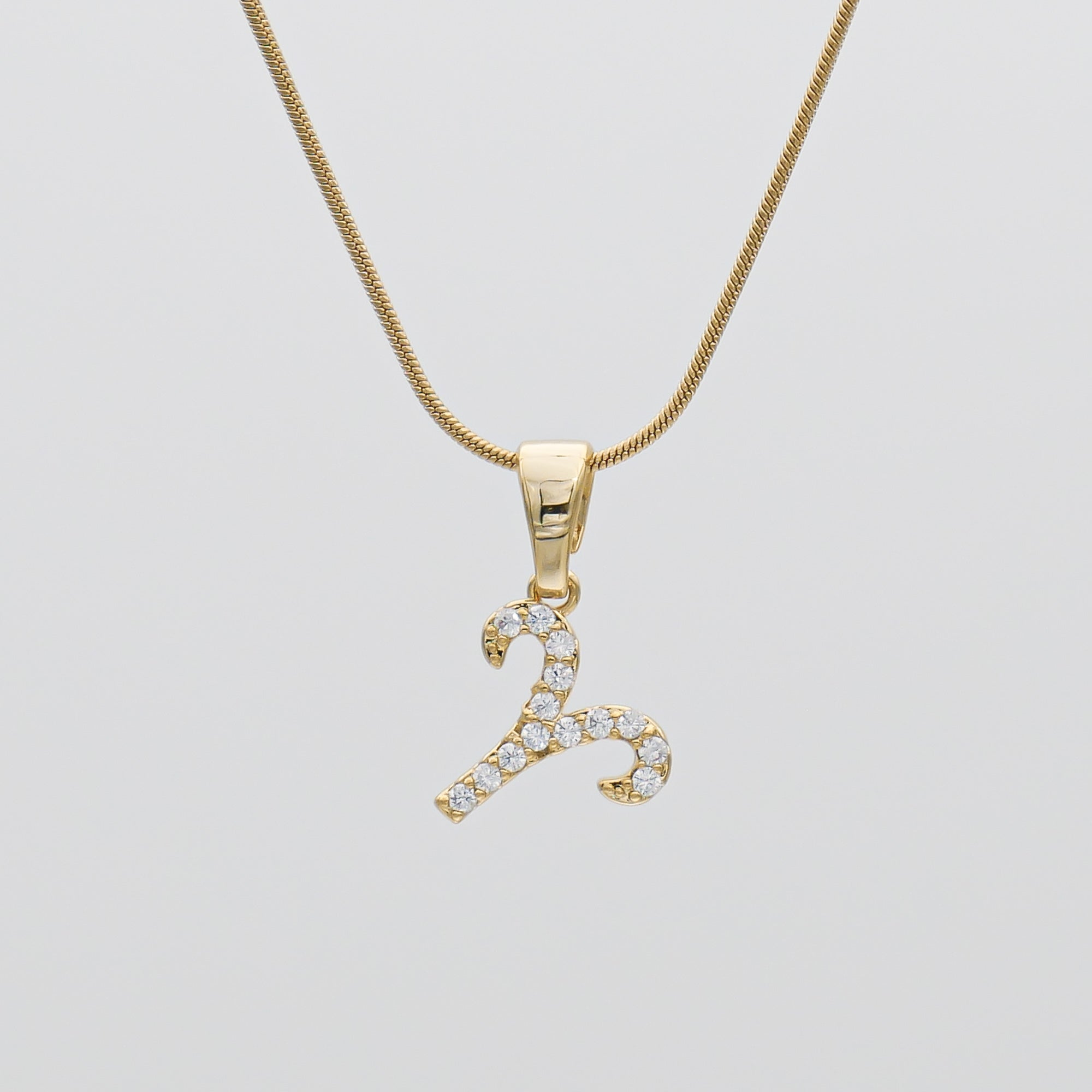 Gold ICY Zodiac Aries Symbol Pendant Necklace by PRYA