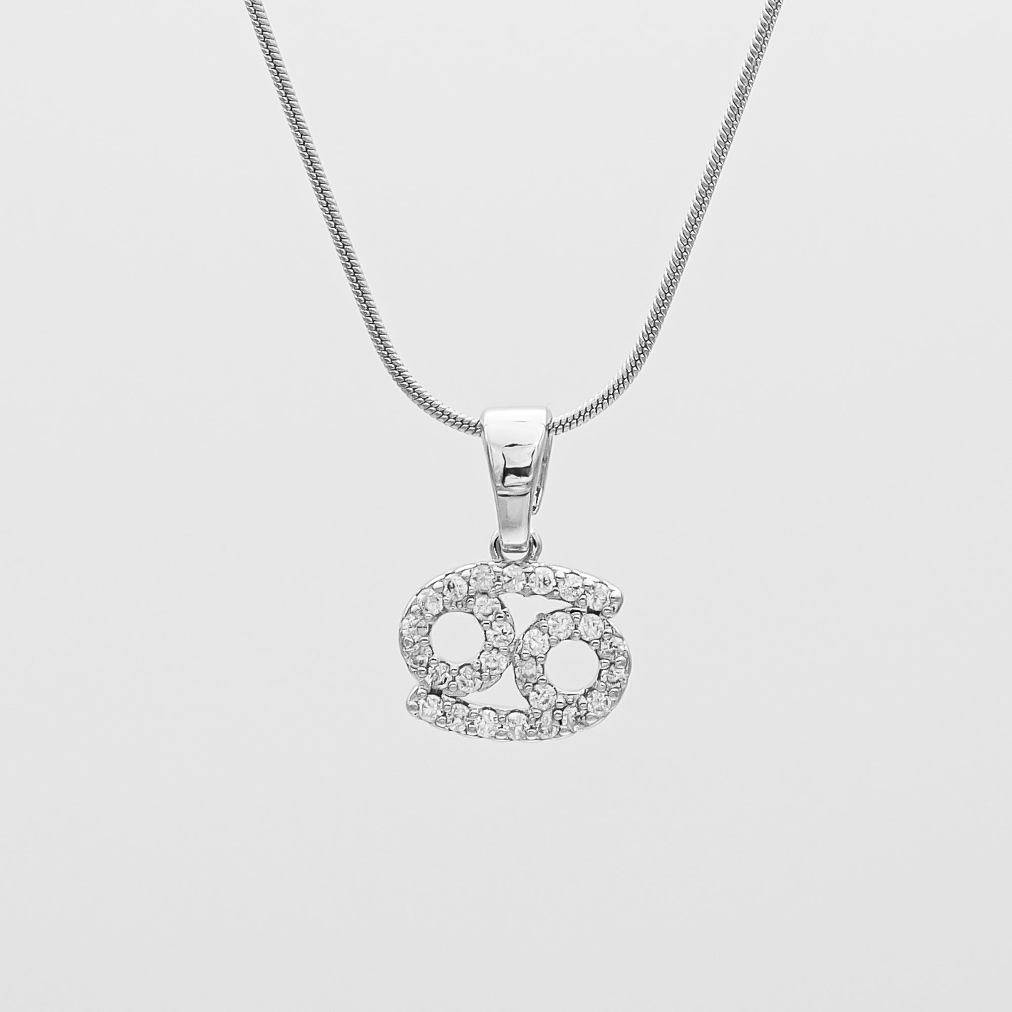 Silver ICY Zodiac Cancer Symbol Pendant Necklace by PRYA