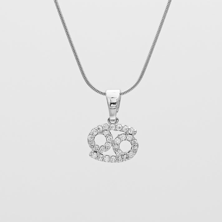 Silver ICY Zodiac Cancer Symbol Pendant Necklace by PRYA