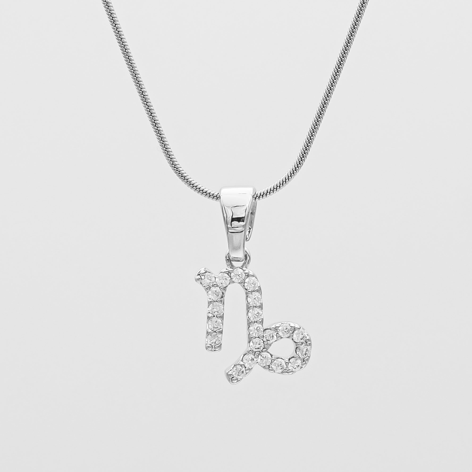 Silver ICY Zodiac Capricorn Symbol Pendant Necklace by PRYA