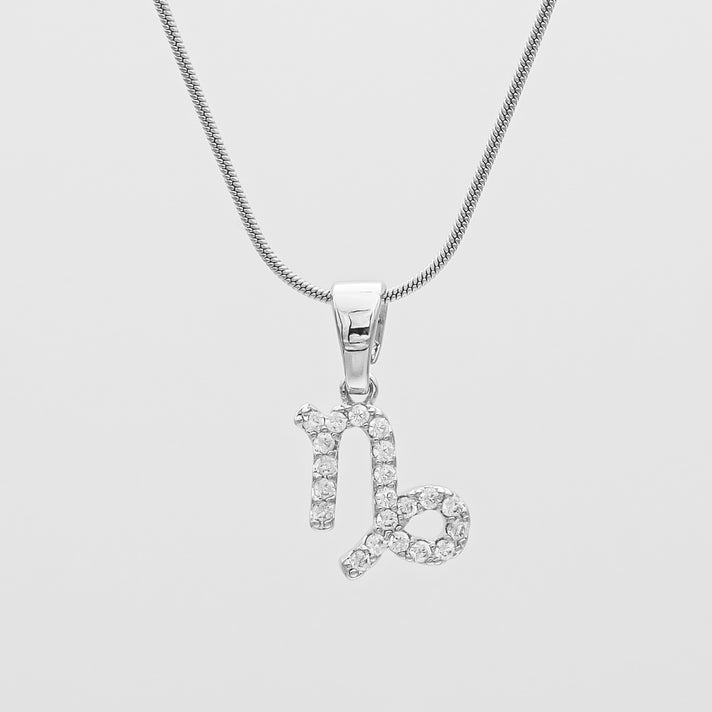 Silver ICY Zodiac Capricorn Symbol Pendant Necklace by PRYA