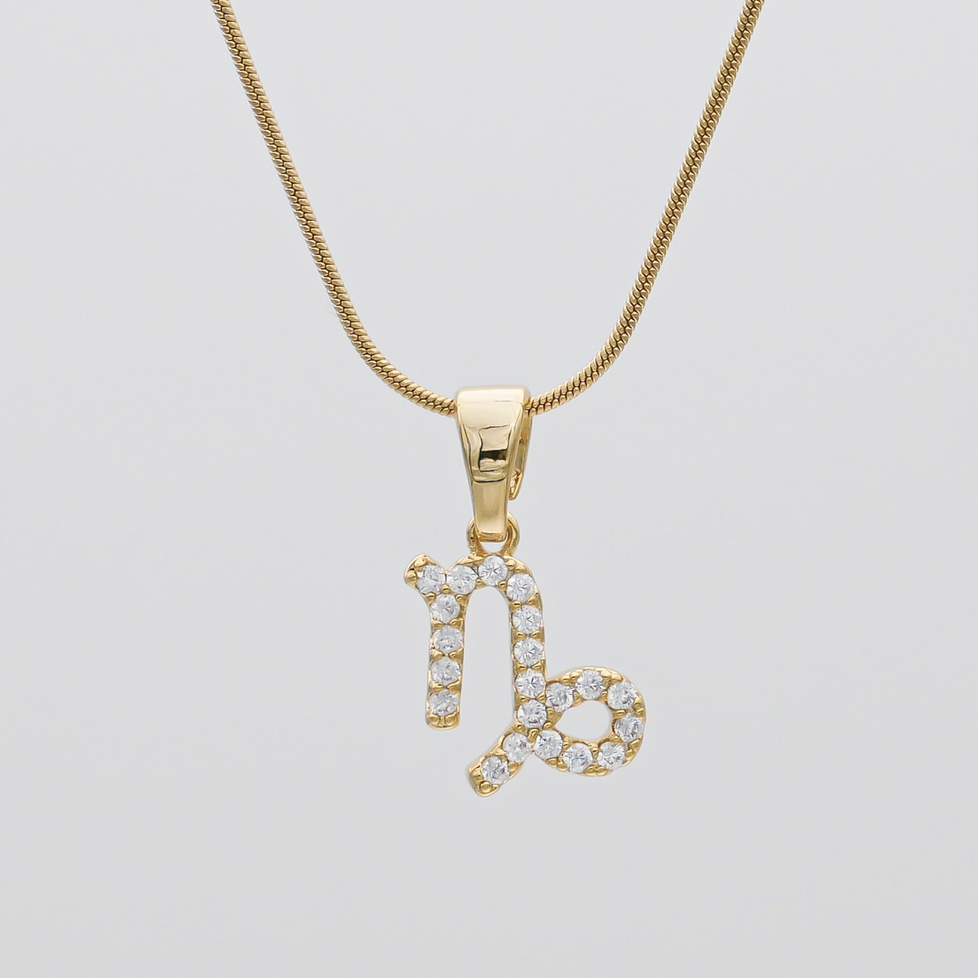 Gold ICY Zodiac Capricorn Symbol Pendant Necklace by PRYA