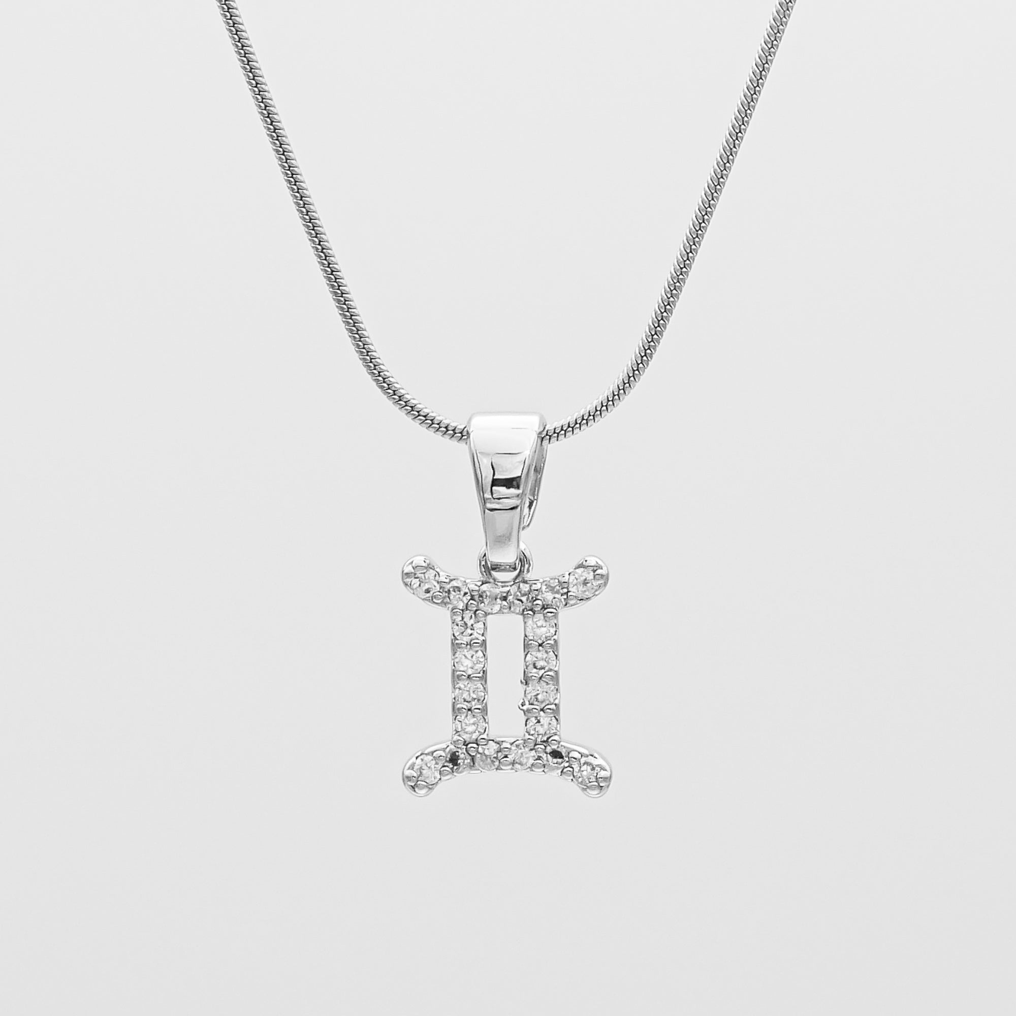 Silver ICY Zodiac Gemini Symbol Pendant Necklace by PRYA
