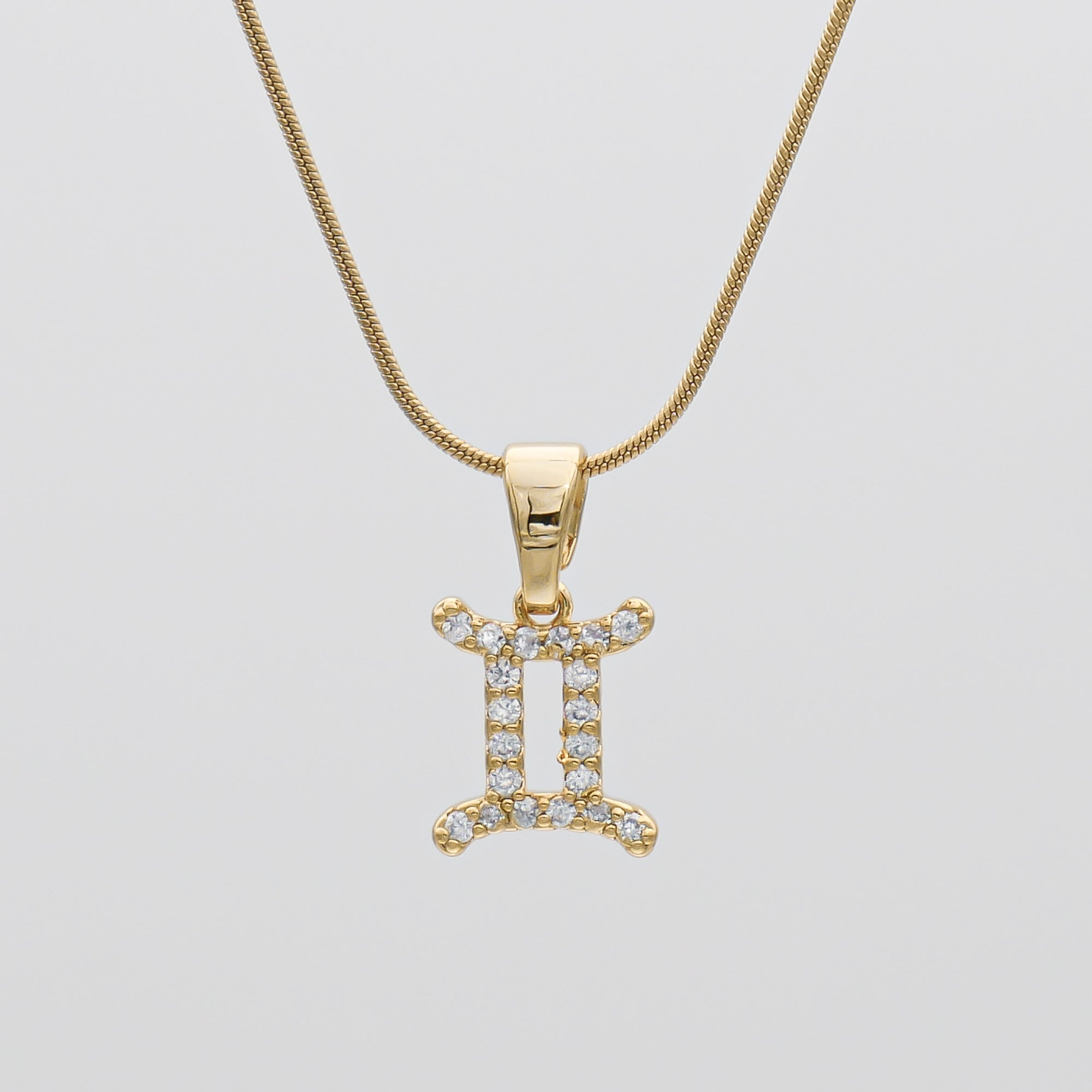 Gold ICY Zodiac Gemini Symbol Pendant Necklace by PRYA
