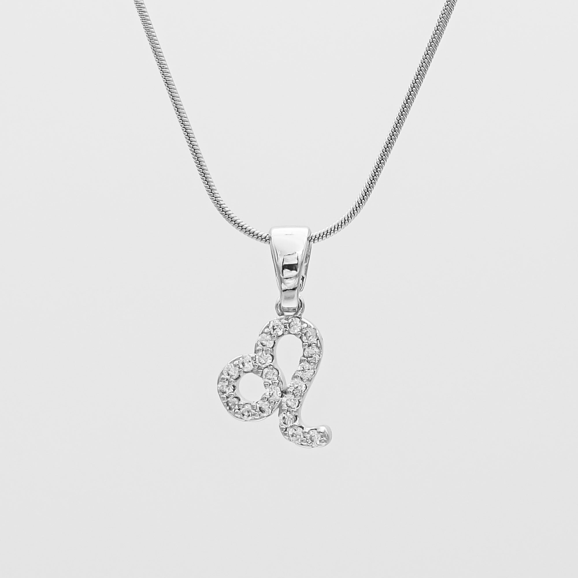 Silver ICY Zodiac Leo Symbol Pendant Necklace by PRYA