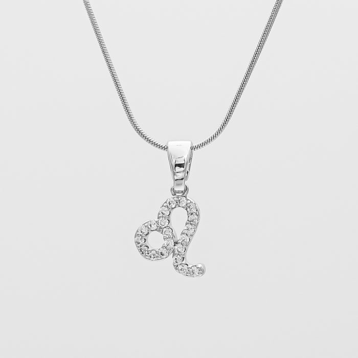 Silver ICY Zodiac Leo Symbol Pendant Necklace by PRYA