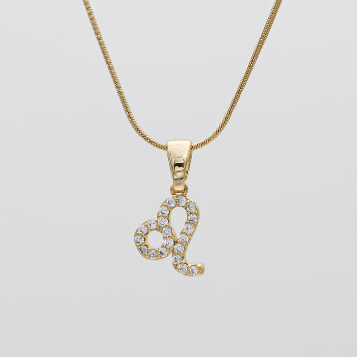 Gold ICY Zodiac Leo Symbol Pendant Necklace by PRYA