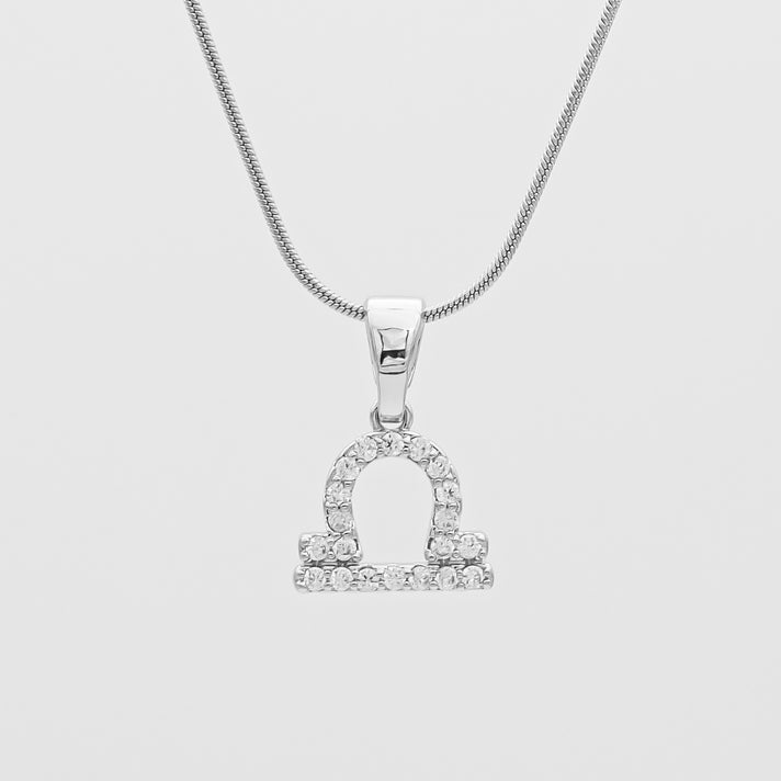 Silver ICY Zodiac Libra Symbol Pendant Necklace by PRYA