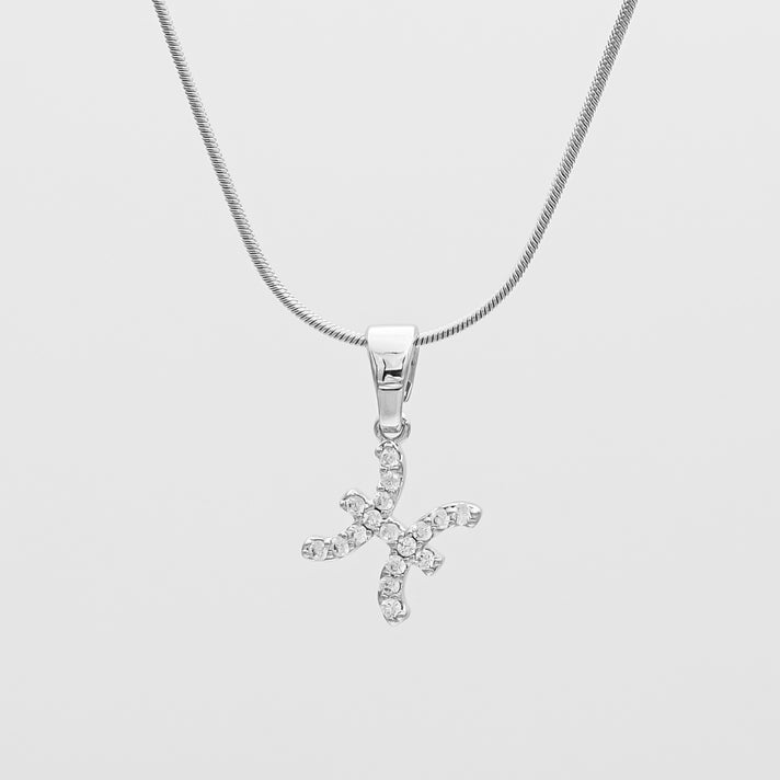 Silver ICY Zodiac Pisces Symbol Pendant Necklace by PRYA