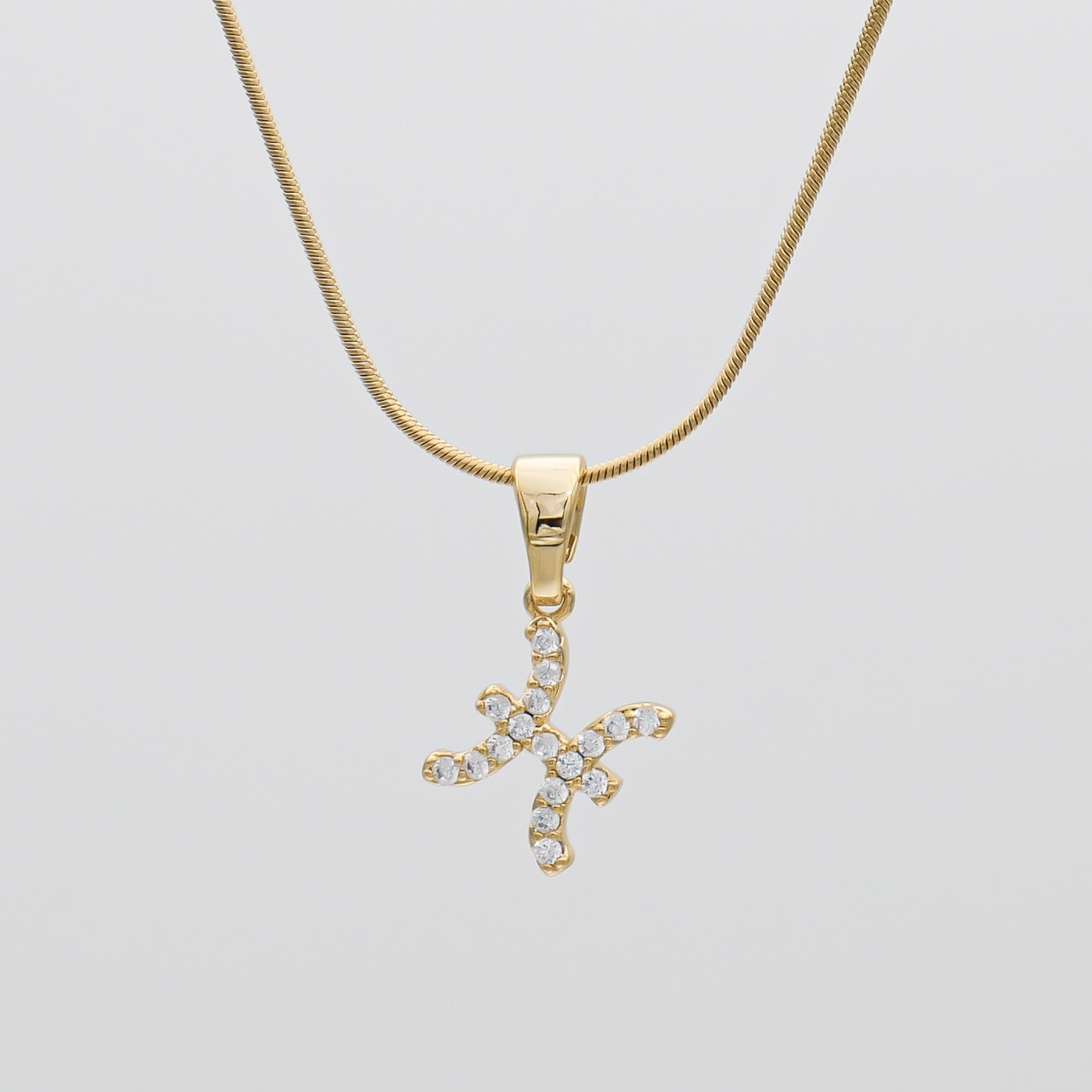 Gold ICY Zodiac Pisces Symbol Pendant Necklace by PRYA
