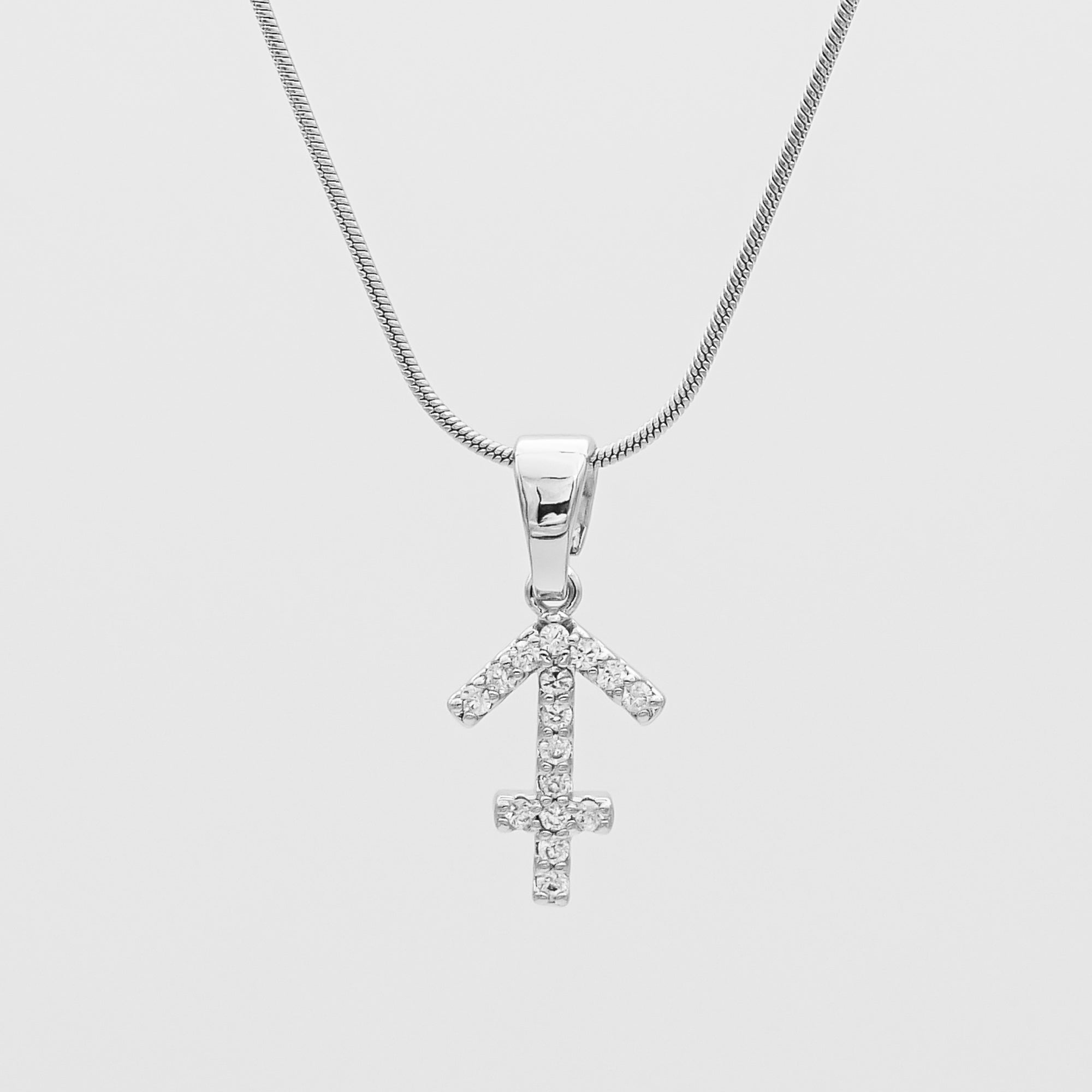 Silver ICY Zodiac Sagittarius Symbol Pendant Necklace by PRYA