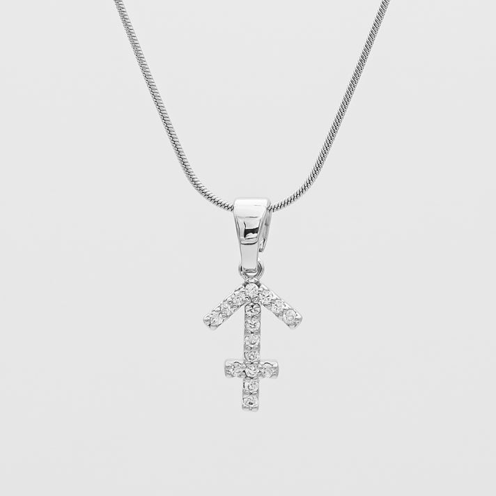 Silver ICY Zodiac Sagittarius Symbol Pendant Necklace by PRYA