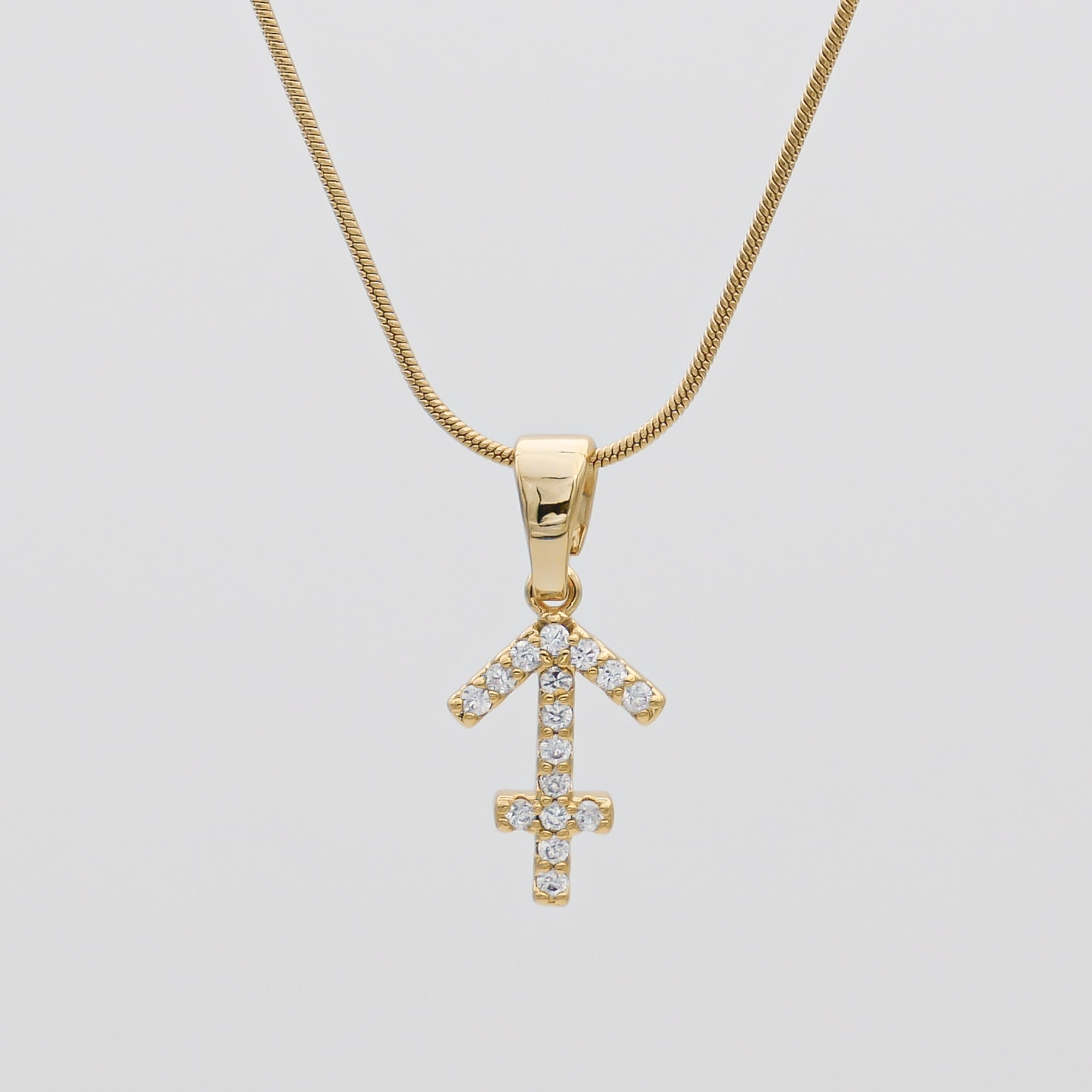 Gold ICY Zodiac Sagittarius Symbol Pendant Necklace by PRYA