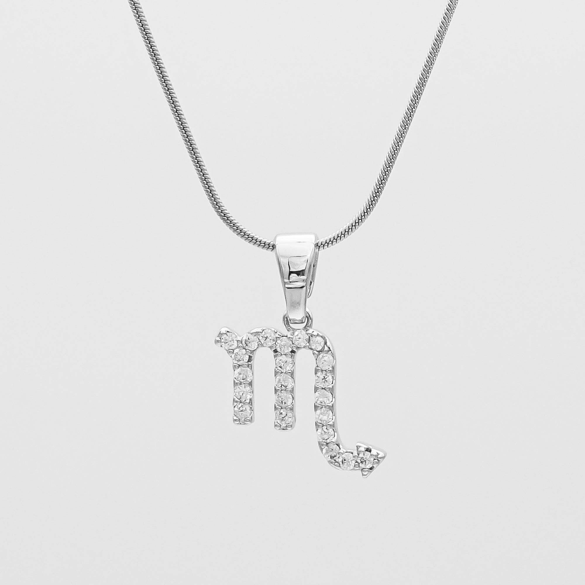 Silver ICY Zodiac Scorpio Symbol Pendant Necklace by PRYA
