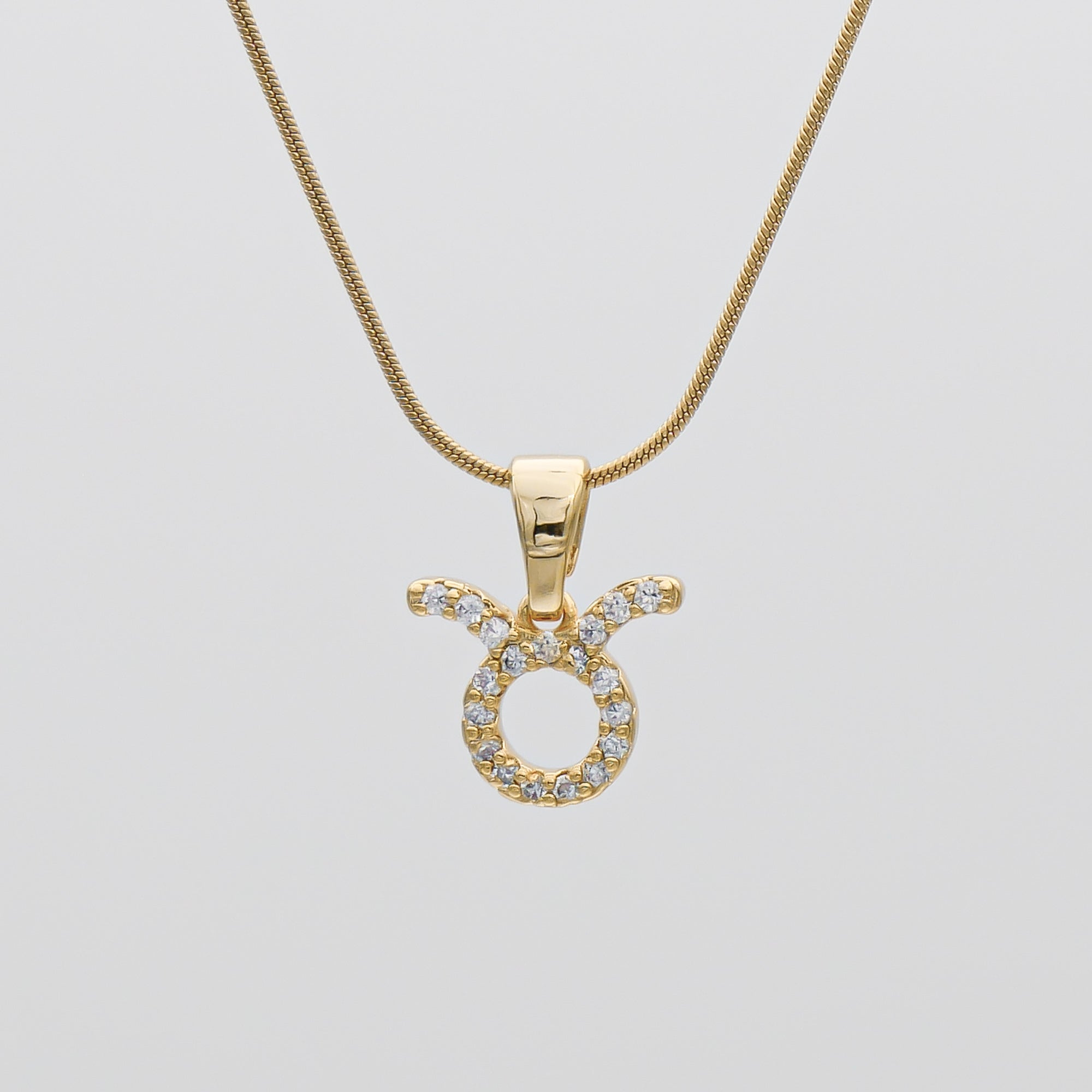 Gold ICY Zodiac Taurus Symbol Pendant Necklace by PRYA