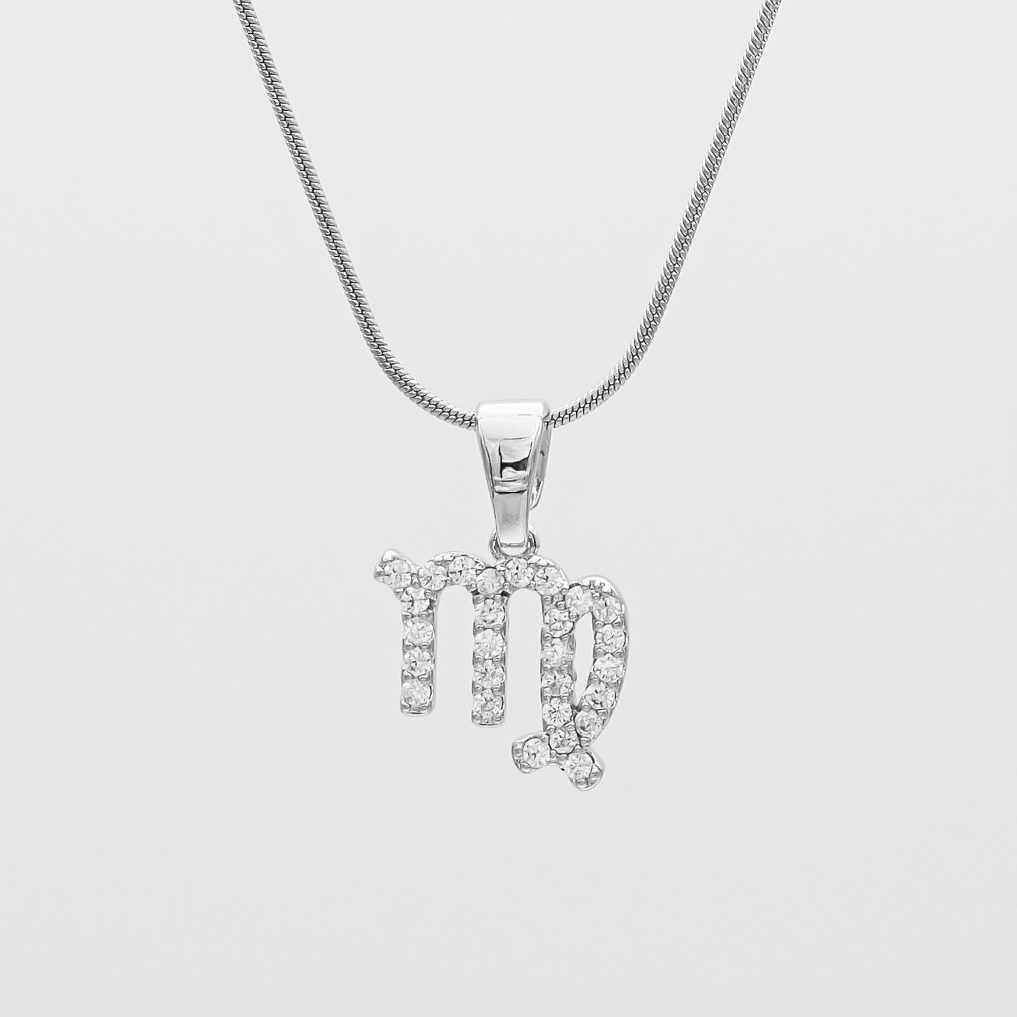 Silver ICY Zodiac Virgo Symbol Pendant Necklace by PRYA