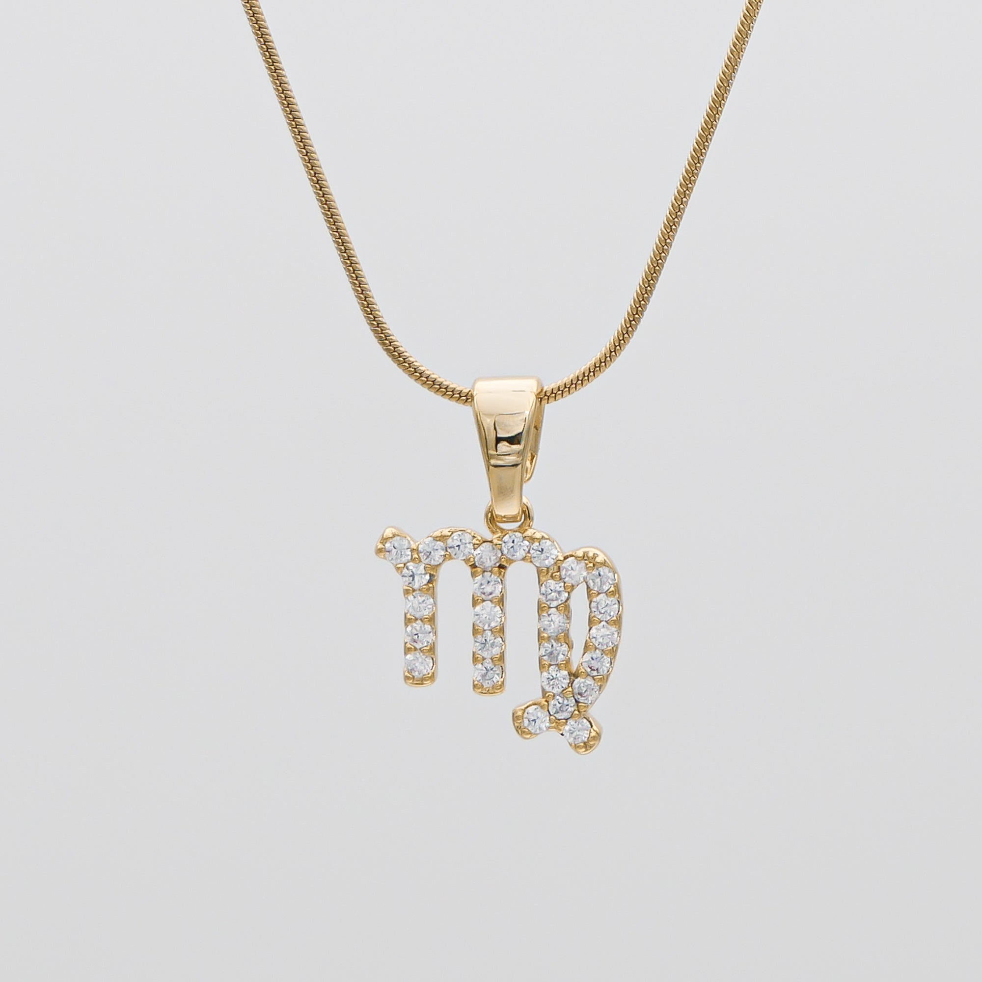 Gold ICY Zodiac Virgo Symbol Pendant Necklace by PRYA
