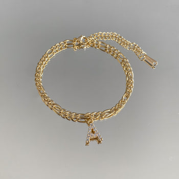 Custom ICY Letter Anklet | 1-5 Letters, 1 / Gold (18k plated) / Cuban | PRYA