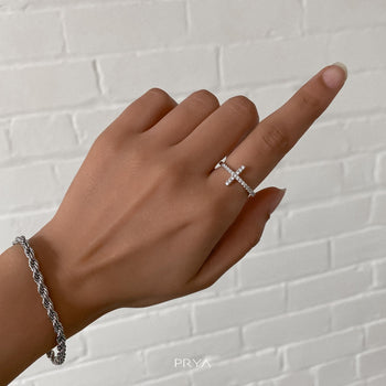 Horizontal Cross Ring | Sterling Silver