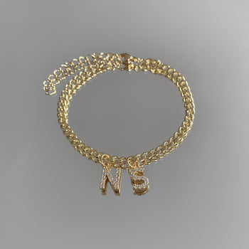 Custom ICY Letter Anklet | 1-5 Letters, 2 / Gold (18k plated) / Cuban | PRYA