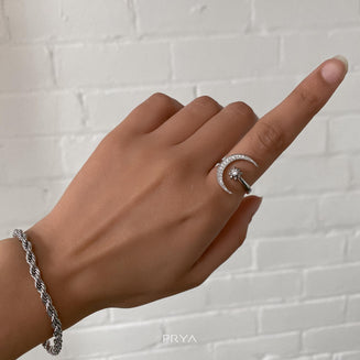 Bague lune et étoile | Argent sterling 